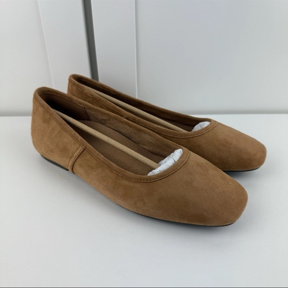 Vionic Orinda Women's US 8 Camel Tan Suede Leather Ballet Flat Flats Square Toe! - Picture 6 of 14